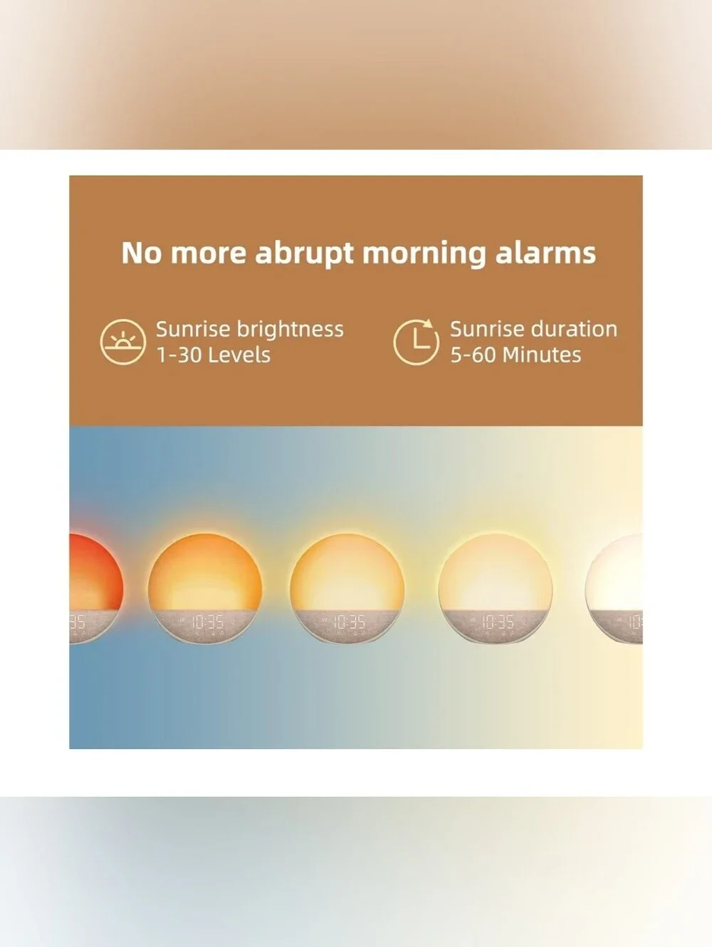 Sunrise Alarm Clock White Noise Machine: Natural Wake Up Light  Dimmable Clock w
